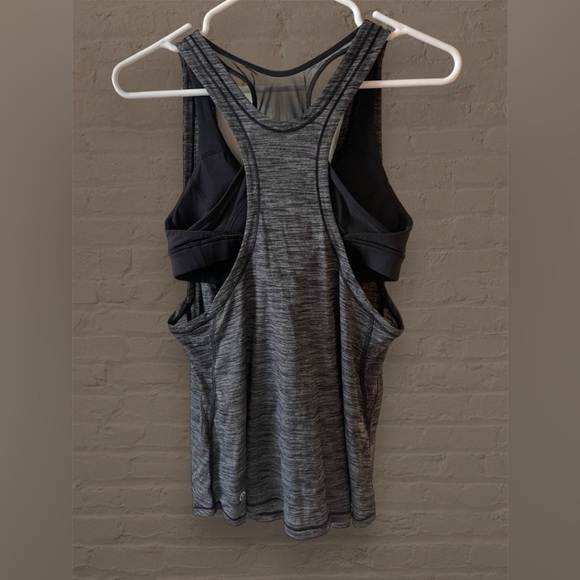 LULULEMON Size 8 Glide And Stride Tank A/B Bra Top Black HBLK Mesh Run Yoga - Picture 5 of 10